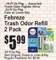 Super Fresh Febreze trash odor refill offer