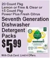 Super Fresh Seventh Generation Dishwasher Detergent Packs offer