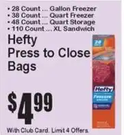 Super Fresh Hefty press to close bags offer