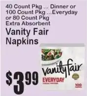 Super Fresh Vanity Fair Everyday Napkins offer