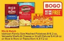 Winn Dixie Idahoan Family Size Mashed Potatoes, Velveeta Shells & Cheese or Kraft Deluxe or Rice-A-Roni or Pasta Roni offer