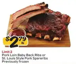 Winn Dixie Pork Loin Baby Back Ribs or St. Louis Style Pork Spareribs offer