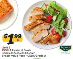 Winn Dixie Sanderson Farms 100% All Natural Fresh Boneless Skinless Chicken Breast Value Pack offer