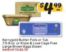 Winn Dixie Kerrygold butter foils or tub or know & love cage free large brown eggs dozen offer