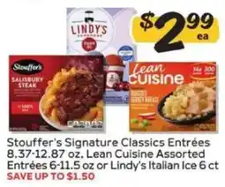 Winn Dixie Stouffer's Signature Classics Entrées, Lean Cuisine Assorted Entrées or Lindy's Italian Ice offer