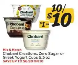 Winn Dixie Chobani Creations, Zero Sugar or Greek Yogurt Cups offer