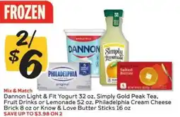 Winn Dixie Dannon Light & Fit Yogurt, Simply Gold Peak Tea, Fruit Drinks or Lemonade, Philadelphia Cream Cheese Brick, Know & Love Butte offer