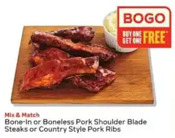 Winn Dixie Mix & Match Bone-In or Boneless Pork Shoulder Blade Steaks or Country Style Pork Ribs offer