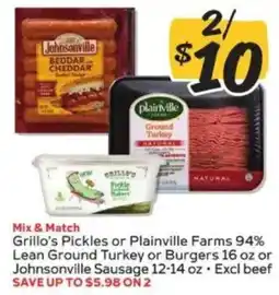 Winn Dixie Grillo's Pickles or Plainville Farms Ground Turkey or Burgers or Johnsonville Sausage offer