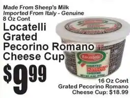 Super Fresh Locatelli Grated Pecorino Romano Cheese Cup offer