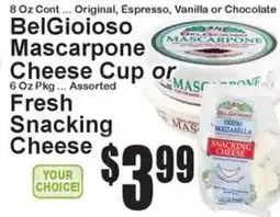 Super Fresh BelGioioso Mascarpone Cheese Cup or Fresh Snacking Cheese offer