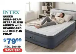 Big 5 Intex queen dura-beam ultra plush airbed with headboard and built-in pump offer