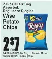 Super Fresh Wise Ridgies Potato Chips offer