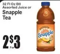 Super Fresh Snapple Assorted Juice or Snapple Tea offer
