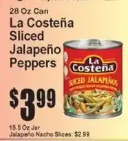 Super Fresh La Costeña sliced jalapeño peppers offer