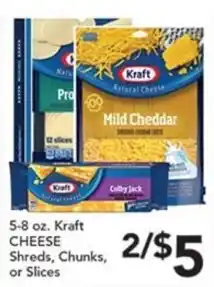 Pete's Fresh Market Kraft cheese shreds, chunks, or slices offer