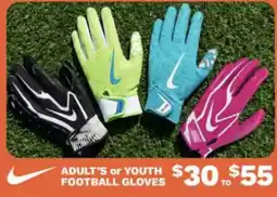 Big 5 Nike adult's or youth football gloves offer