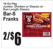 Super Fresh Bar-S Jumbo Franks offer