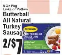 Super Fresh Butterball all natural turkey sausage offer