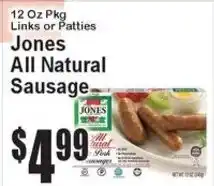 Super Fresh Jones all natural sausage offer