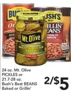 Pete's Fresh Market Mt. Olive pickles or Bush's Best baked or grillin' beans offer