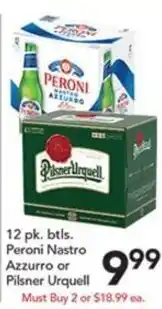 Pete's Fresh Market Peroni Nastro Azzurro or Pilsner Urquell offer