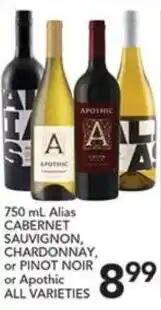 Pete's Fresh Market Alias Cabernet Sauvignon, Chardonnay, or Pinot Noir offer