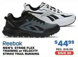 Big 5 Reebok men's stride flex training or velocity strike trail running offer