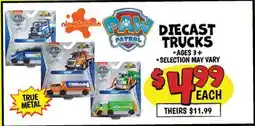 Ollie's PAW PATROL DIECAST TRUCKS offer