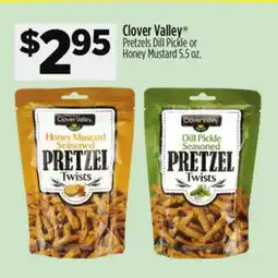 Dollar General Clover Valley Pretzels Dill Pickle or Honey Mustard offer