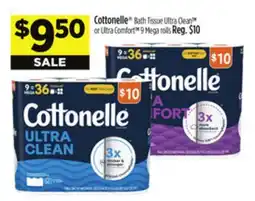 Dollar General Cottonelle Bath Tissue Ultra Clean or Ultra Comfort 9 Mega rolls offer