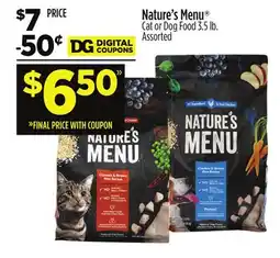Dollar General Nature's Menu Cat or Dog Food offer