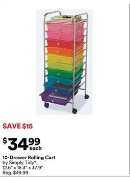 Michaels 10-Drawer Rolling Cart by Simply Tidy offer