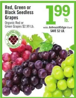 Price Chopper Red, Green or Black Seedless Grapes offer