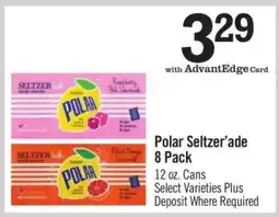 Price Chopper Polar Seltzer’ade 8 Pack offer