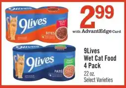 Price Chopper 9Lives Wet Cat Food 4 Pack offer