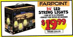 Ollie's FARPOINT 24' LED STRING LIGHTS offer
