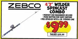 Ollie's ZEBCO 4'3˝ WILDER SPINCAST COMBO offer
