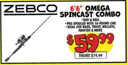 Ollie's ZEBCO OMEGA SPINCAST COMBO offer