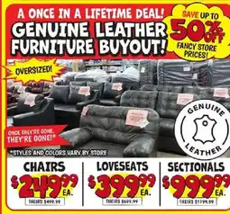 Ollie's Genuine Leather Furniture Buyout offer