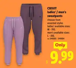 Lidl CRIVIT ladies' / men's sweatpants offer