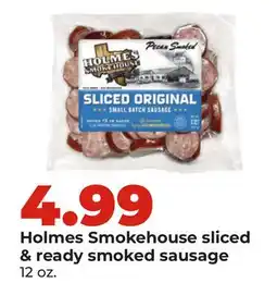 Hy-Vee Holmes Smokehouse sliced & ready smoked sausage offer
