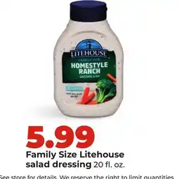 Hy-Vee Family Size Litehouse salad dressing offer
