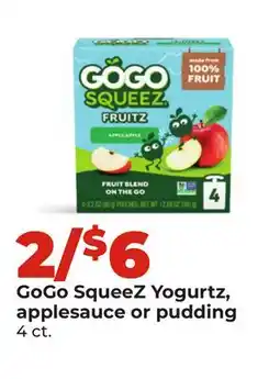 Hy-Vee GoGo Squeez Yogurtz, applesauce or pudding offer