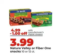 Hy-Vee Nature Valley or Fiber One snacks offer
