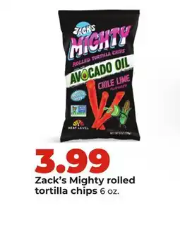 Hy-Vee Zack's Mighty rolled tortilla chips offer