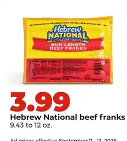 Hy-Vee Hebrew National beef franks offer