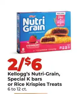 Hy-Vee Kellogg's Nutri-Grain, Special K bars or Rice Krispies Treats offer