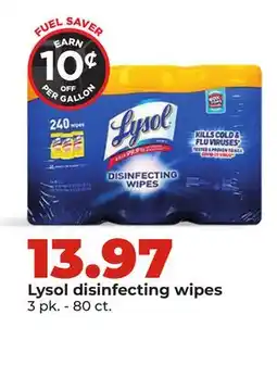 Hy-Vee Lysol disinfecting wipes offer
