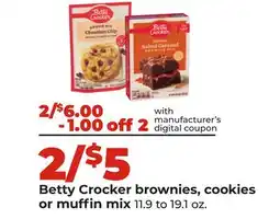 Hy-Vee Betty Crocker brownies, cookies or muffin mix offer